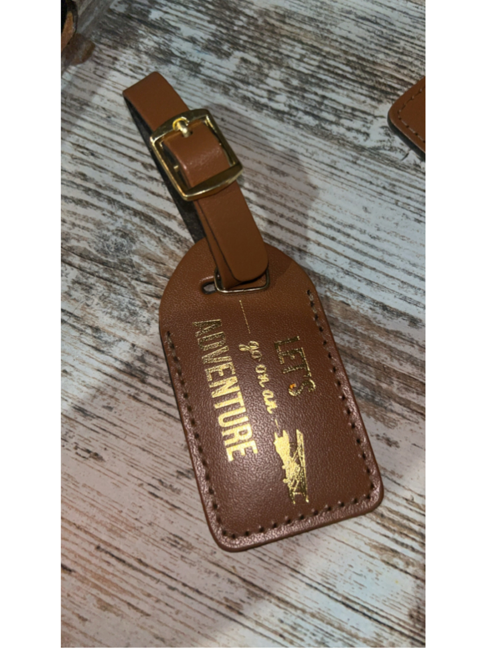Unbranded Brown Gold Let's Go On An Adventure Luggage Tag One Size